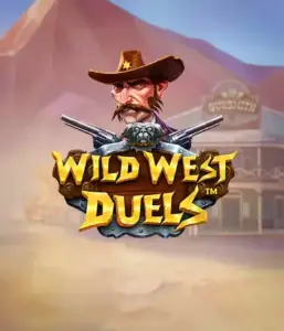  Immerse yourself in the wild world of "Wild West Duels" by Pragmatic Play, featuring a hardened gunslinger ready for a showdown. The image shows a fierce cowboy with crossed pistols, framed by a dusty Western town. His intense eyes and elaborate attire capture the essence of the Old West. The game's title is prominently featured in an ornate font, enhancing the action-packed theme. 